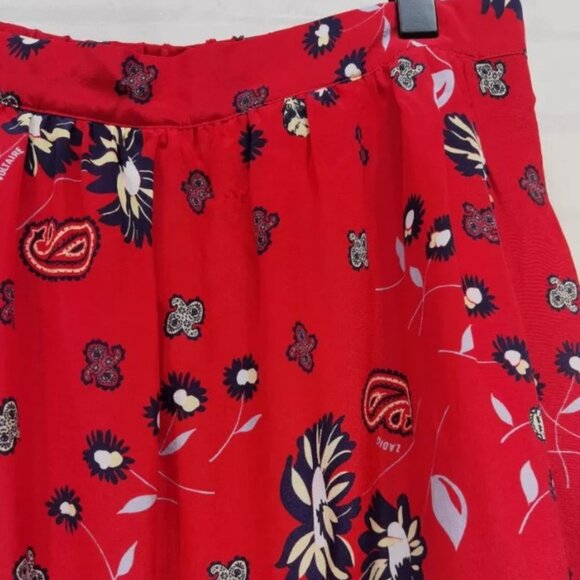 Zadig & Voltaire Red Asymmetric Print Silk Midi Length Skirt M - Picture 9 of 10